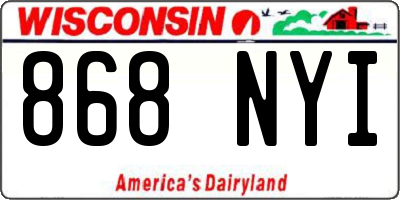 WI license plate 868NYI