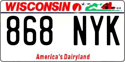 WI license plate 868NYK