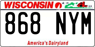 WI license plate 868NYM