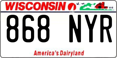WI license plate 868NYR