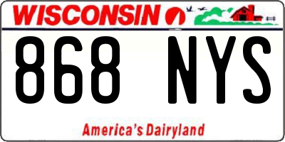 WI license plate 868NYS