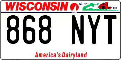 WI license plate 868NYT