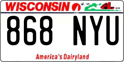 WI license plate 868NYU