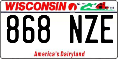 WI license plate 868NZE