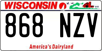 WI license plate 868NZV