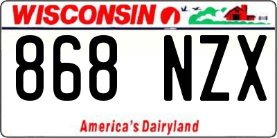 WI license plate 868NZX