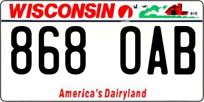 WI license plate 868OAB