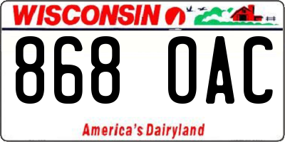 WI license plate 868OAC