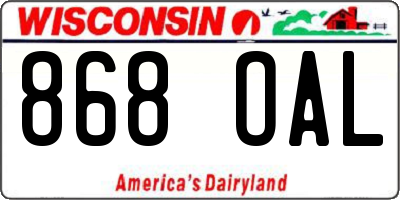 WI license plate 868OAL