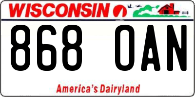 WI license plate 868OAN