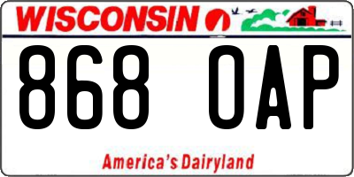 WI license plate 868OAP