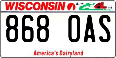 WI license plate 868OAS