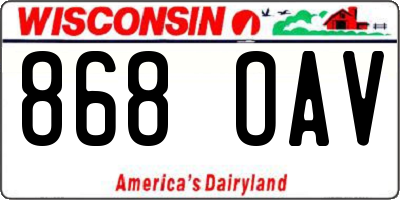 WI license plate 868OAV