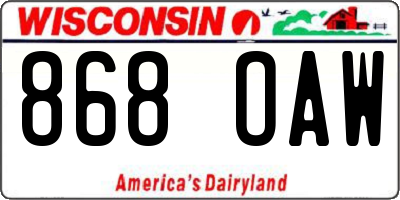 WI license plate 868OAW