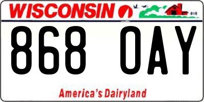 WI license plate 868OAY