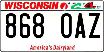 WI license plate 868OAZ