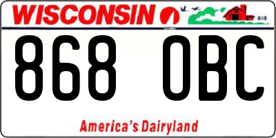 WI license plate 868OBC