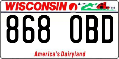 WI license plate 868OBD