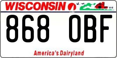 WI license plate 868OBF