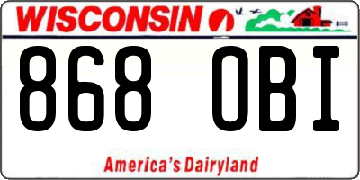 WI license plate 868OBI