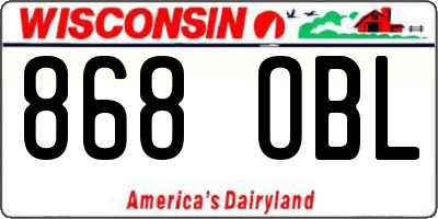 WI license plate 868OBL