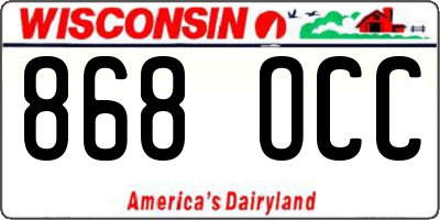 WI license plate 868OCC