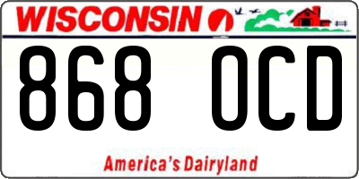 WI license plate 868OCD