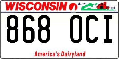 WI license plate 868OCI