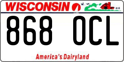 WI license plate 868OCL