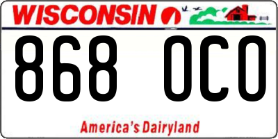 WI license plate 868OCO