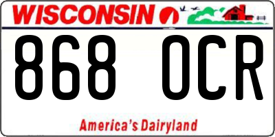 WI license plate 868OCR