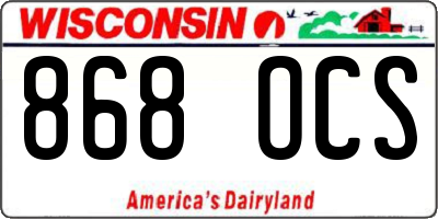 WI license plate 868OCS