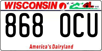 WI license plate 868OCU