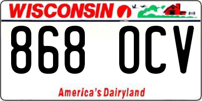 WI license plate 868OCV
