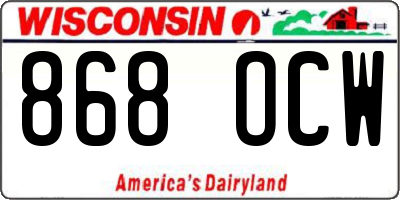 WI license plate 868OCW