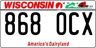 WI license plate 868OCX