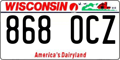 WI license plate 868OCZ