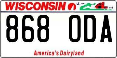 WI license plate 868ODA
