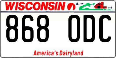 WI license plate 868ODC