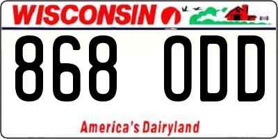 WI license plate 868ODD