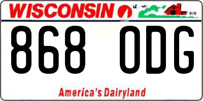 WI license plate 868ODG