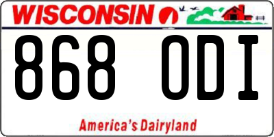 WI license plate 868ODI