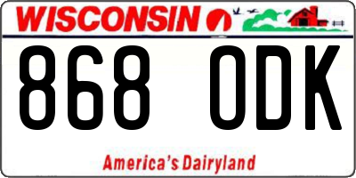 WI license plate 868ODK