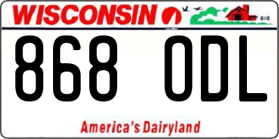WI license plate 868ODL