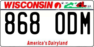 WI license plate 868ODM