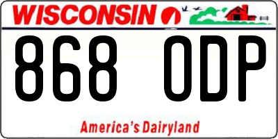 WI license plate 868ODP