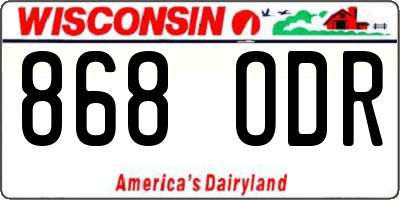 WI license plate 868ODR