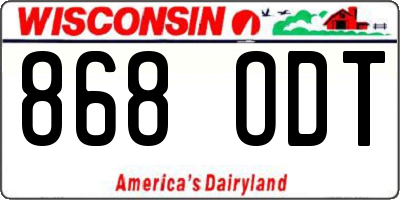WI license plate 868ODT