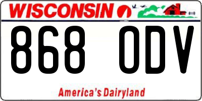 WI license plate 868ODV