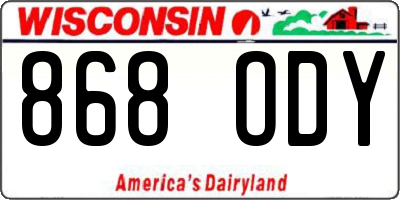 WI license plate 868ODY